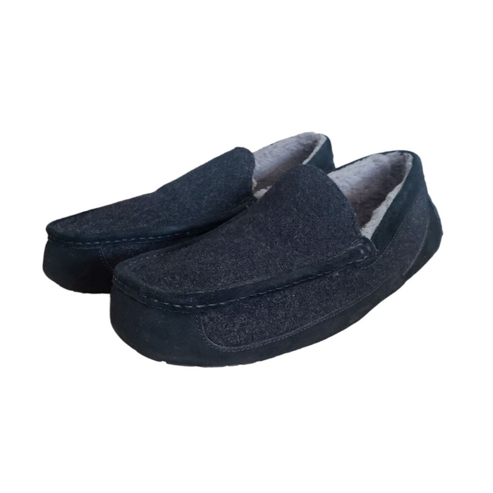 UGG Men's Ascot Wool Slippers Dark Sapphire Black 1103890 Men's Size 15